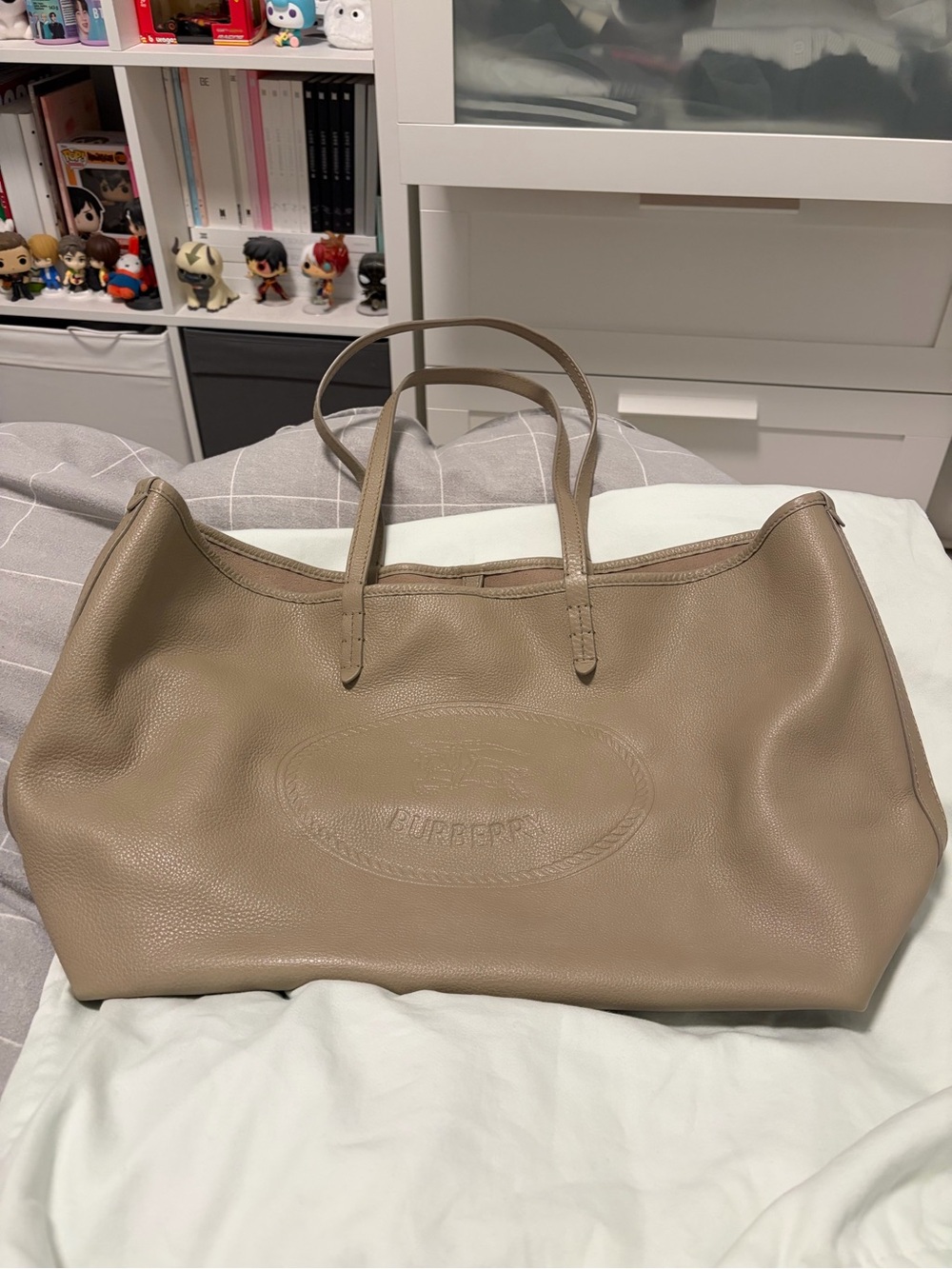 Burberry Taupe medium highlands Leather Tote Bag